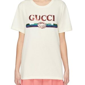 Gucci Authentic Sequin-embellished T-shirt Size S